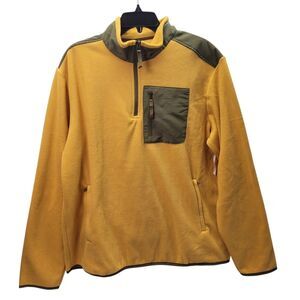Amazon Essentials Men's Fleece Pullover Jacket Mustard Yellow 1/4 Zip Size XL